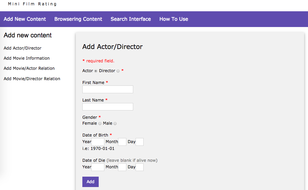 Film Rating Database System